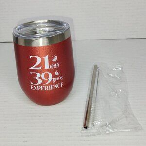 21 with 39 Years Experience – Stainless Steel Tumbler with Lid, Straw & Brush
